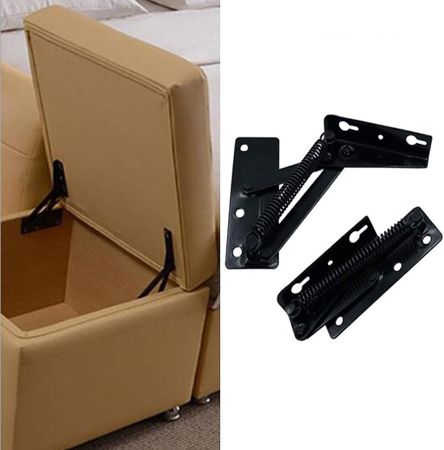 2Pcs Spring Hinges Kitchen Wall Cupboard Door Foldable Lifting Brackets