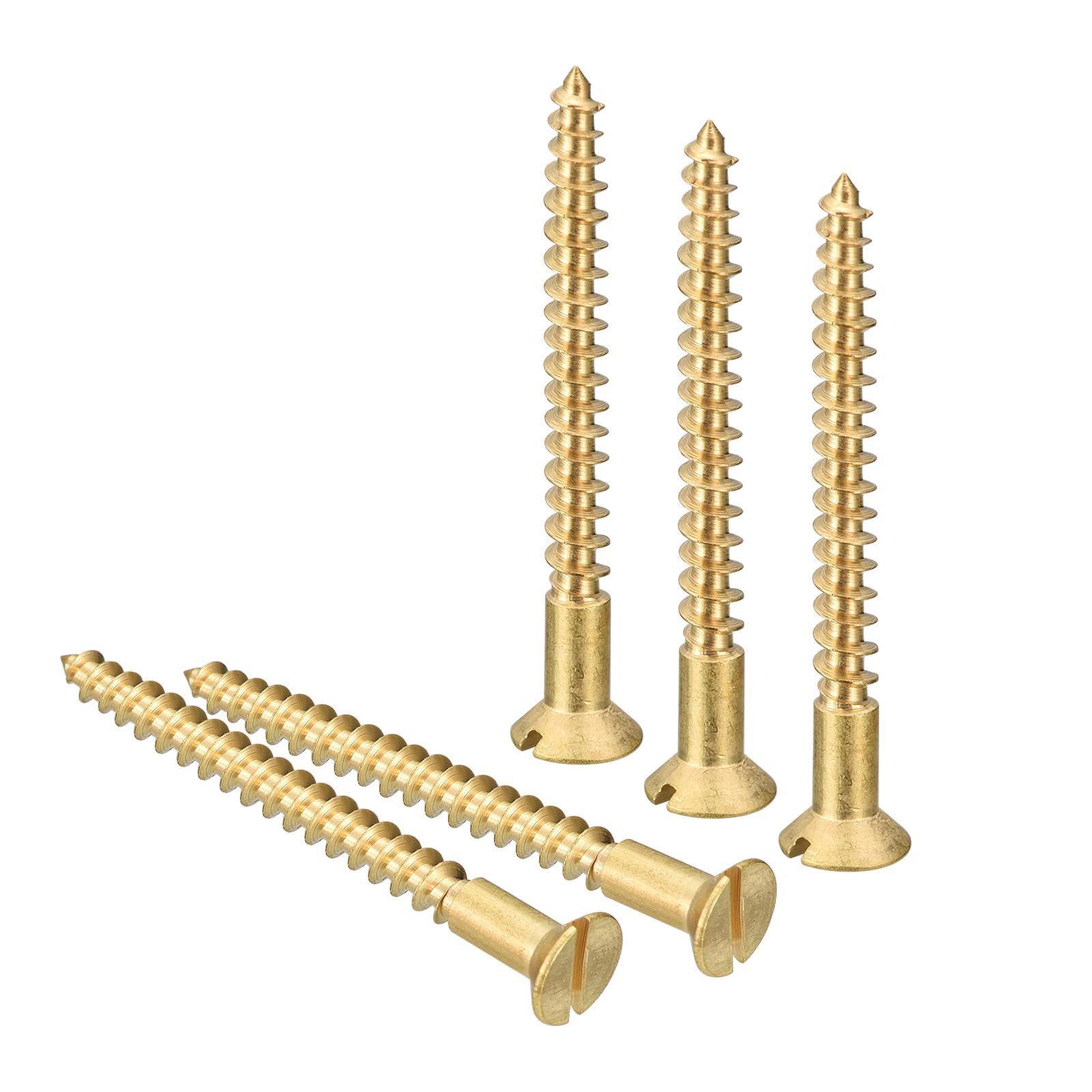 TA-VIGOR 50Pcs Self Tapping Screws, M4 Slotted Flat Head Screw, 40mm Round Head Slotted Tapping Screws, Brass Machine Wood Fasteners Bolts for Wood, Drywall, Furniture, Repairing