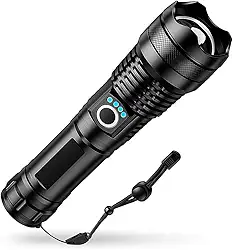 Lanterna Tática T9 LED P50 Recarregável USB – Super Potente com Zoom Ajustável para Trilhas, Vigilância, Acampamento e Caça Linha Premium