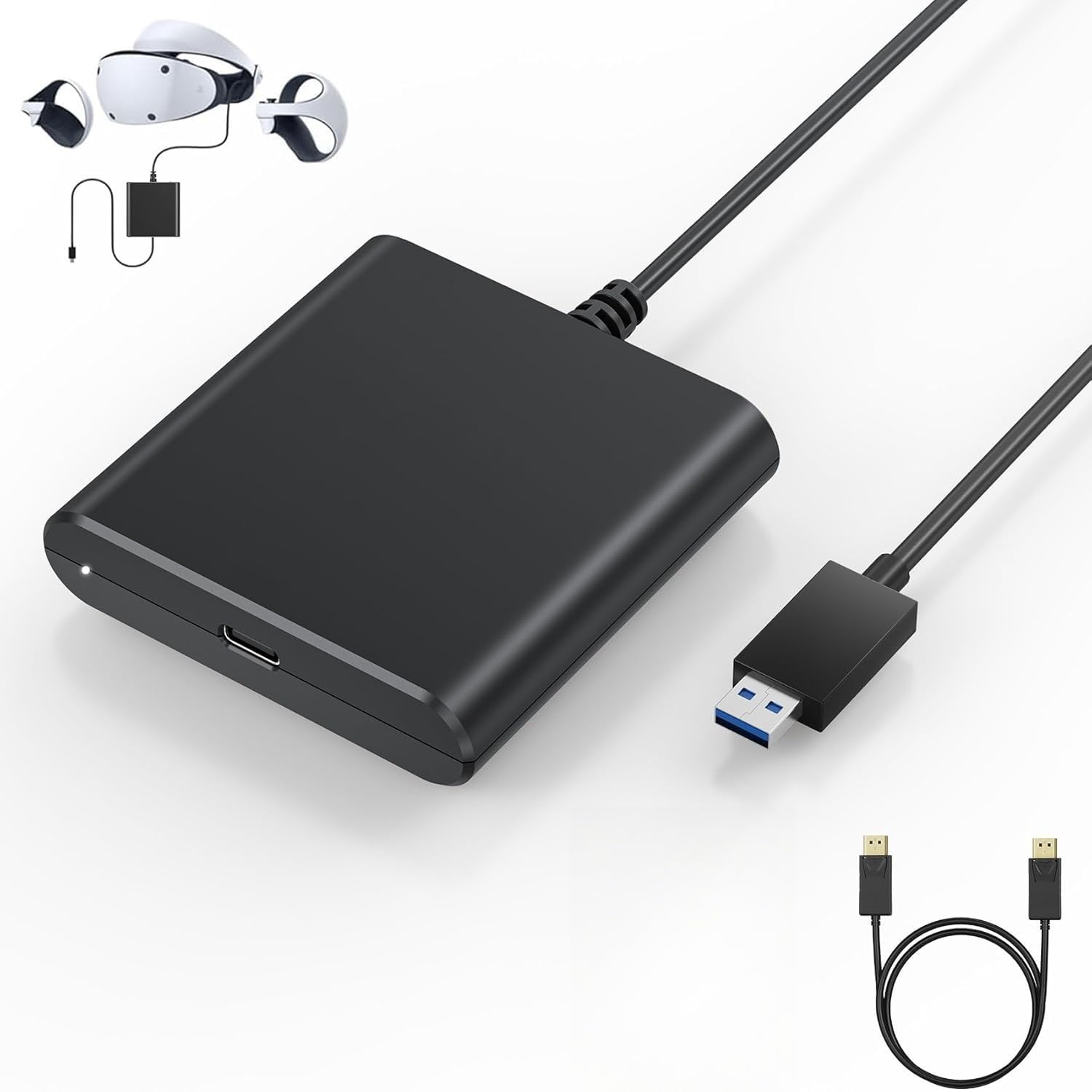 XUMIUZIY PS VR2 Adapter PC - Zestaw Akcesoriów z Zasilaczem i Kablem DisplayPort, Rozszerzona Biblioteka Gier, w Które Można grać na PS VR 2 (Czarny)