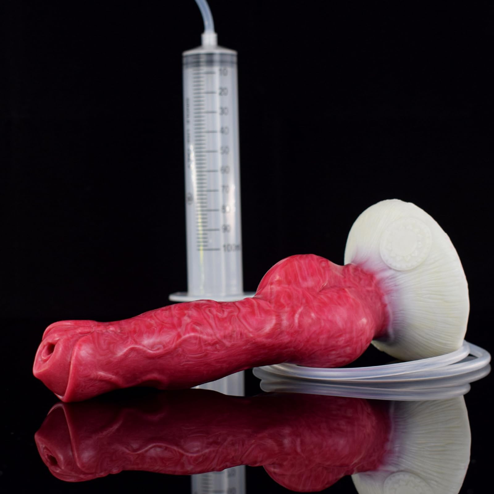Falli per pene cane lupo XL morbido silicone realistico mostro animale con funzione eiaculazione vibratore anale pene vibratore butt plug giocattolo del sesso per uomini donne(Tiefrot)