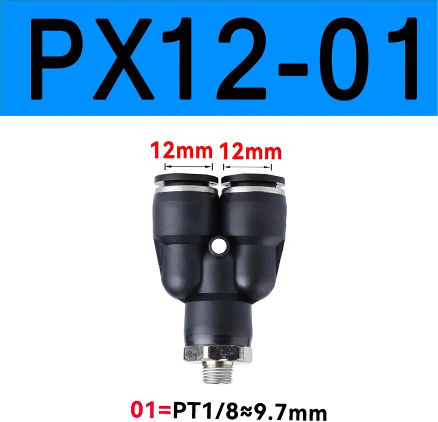 Black PX Pneumatic Quick Connector External Thread BSP1/4 1/2 1/8 3/8 Brass Y-shaped Tee Connector PU Air Hose PX-02 8-01 10-03(PX12-01)