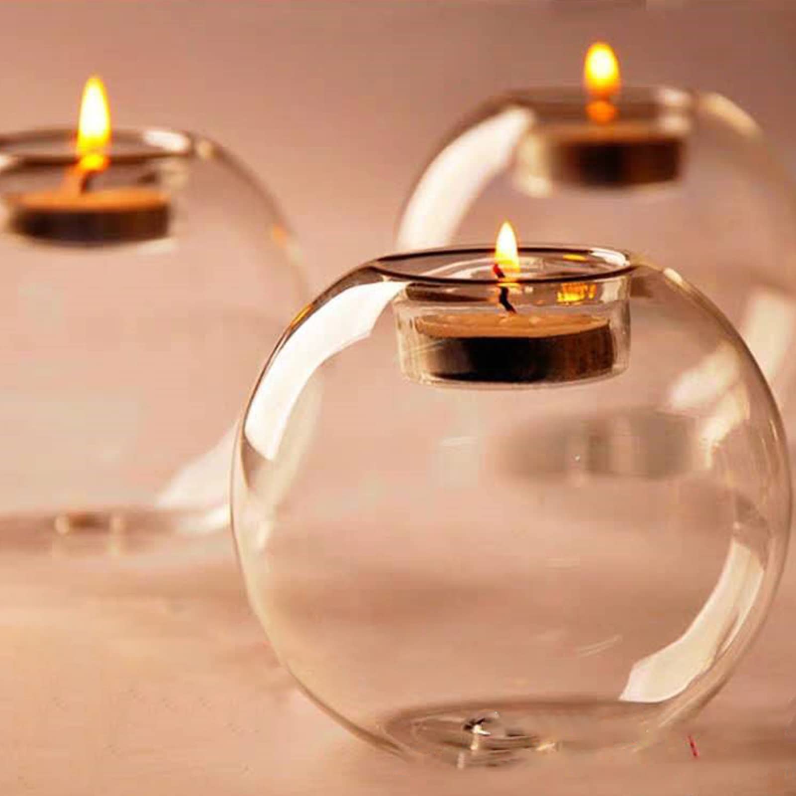 Wedding Candlestick Transparent Round Glass Holder for Home Dining Table Party Christmas Decorations