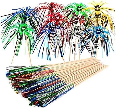 99 Piece Cocktail Party Decoration Drinks Accessory Pack with Umbrellas, Sparkle Sticks, Stirrers and Biodegradable Straws NYE