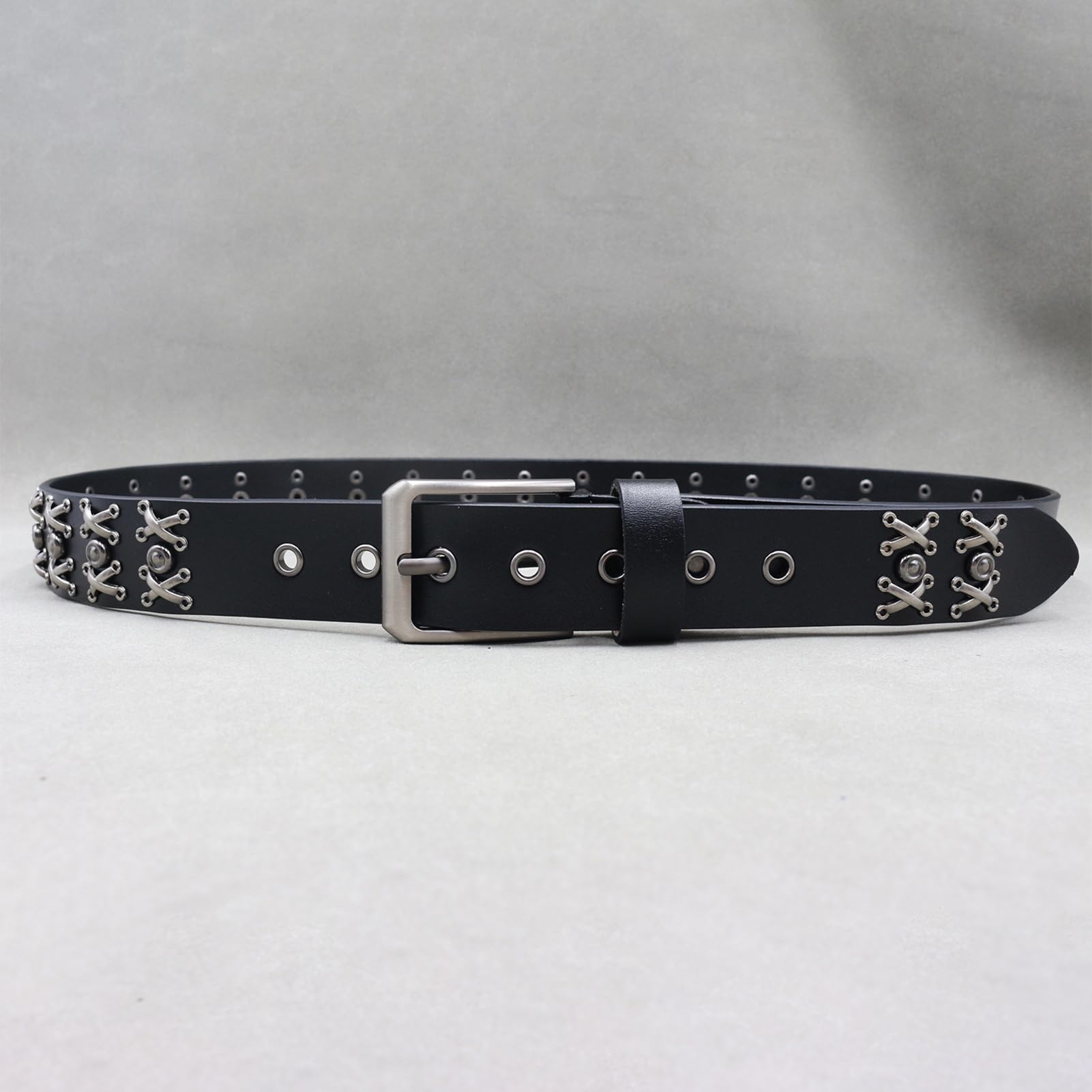 Casual Riveted Studded Leather Belt - 1.5\
