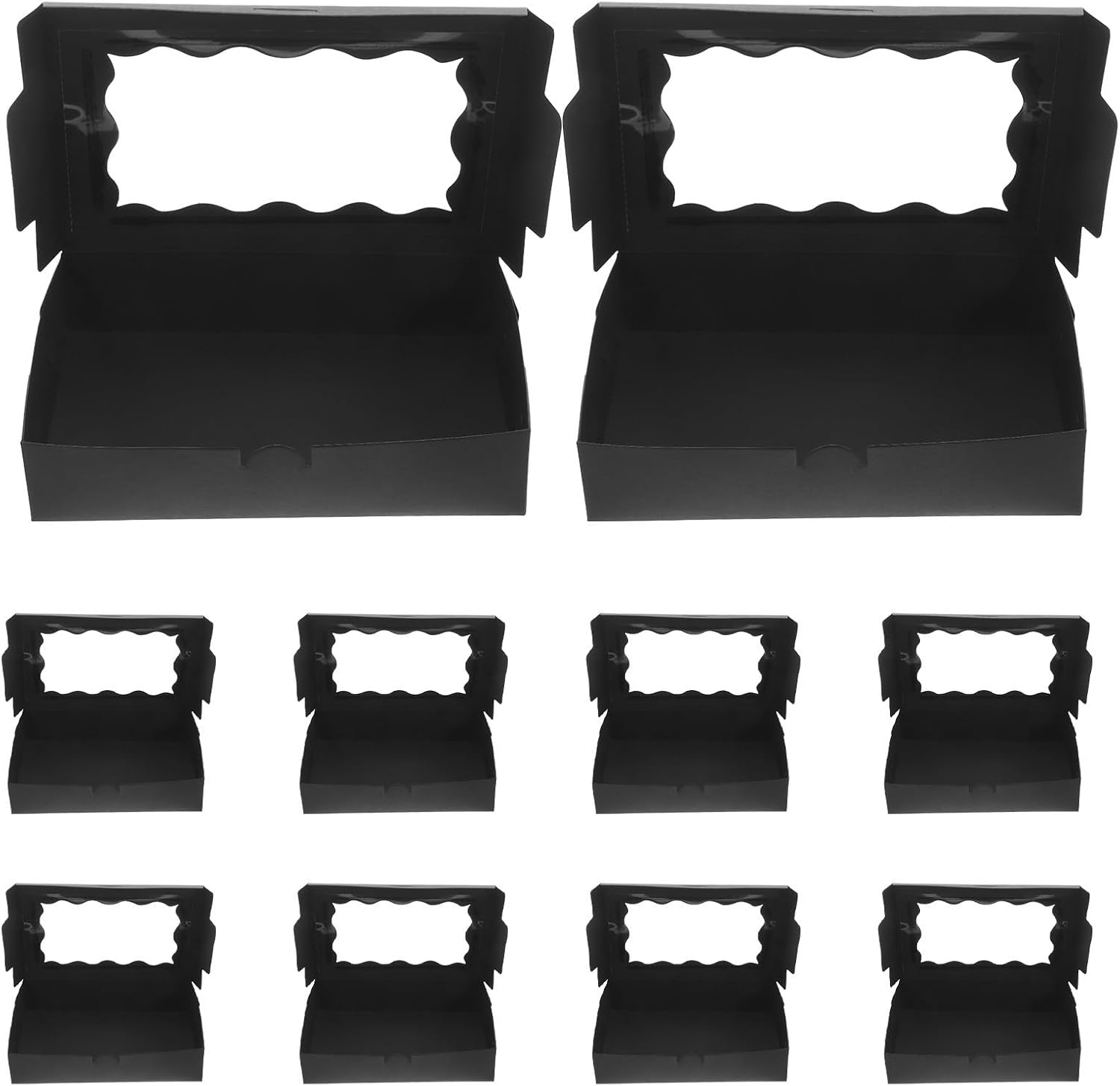 Holibanna Dessert Packaging Boxes Bakery Take-out Containers Black 50pcs Kraft Paper with Window Disposable with Versatile Use for Cookies and Gifts for Special Event Presents