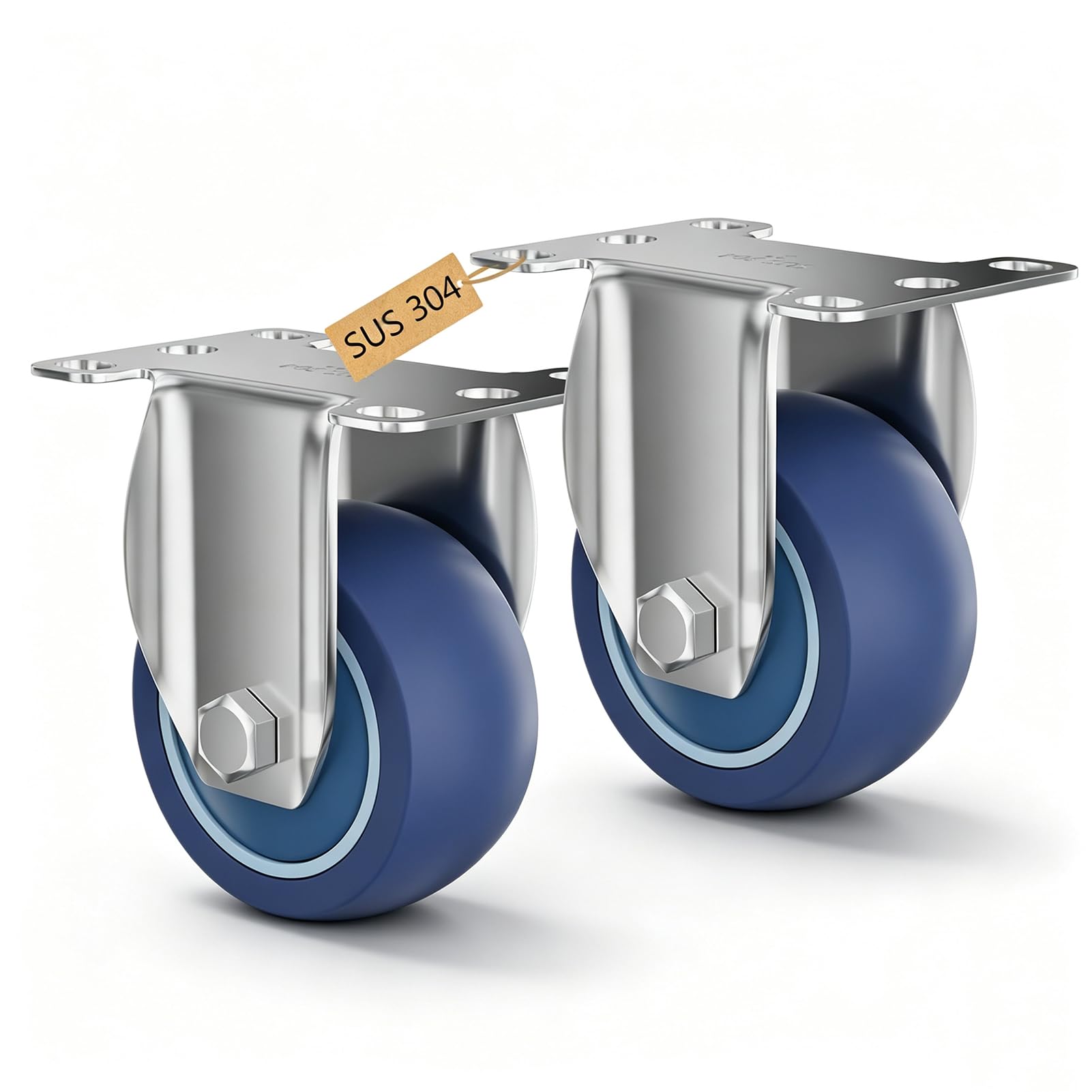 Stainless Steel Plate Casters - Heavy Duty & Lock -12