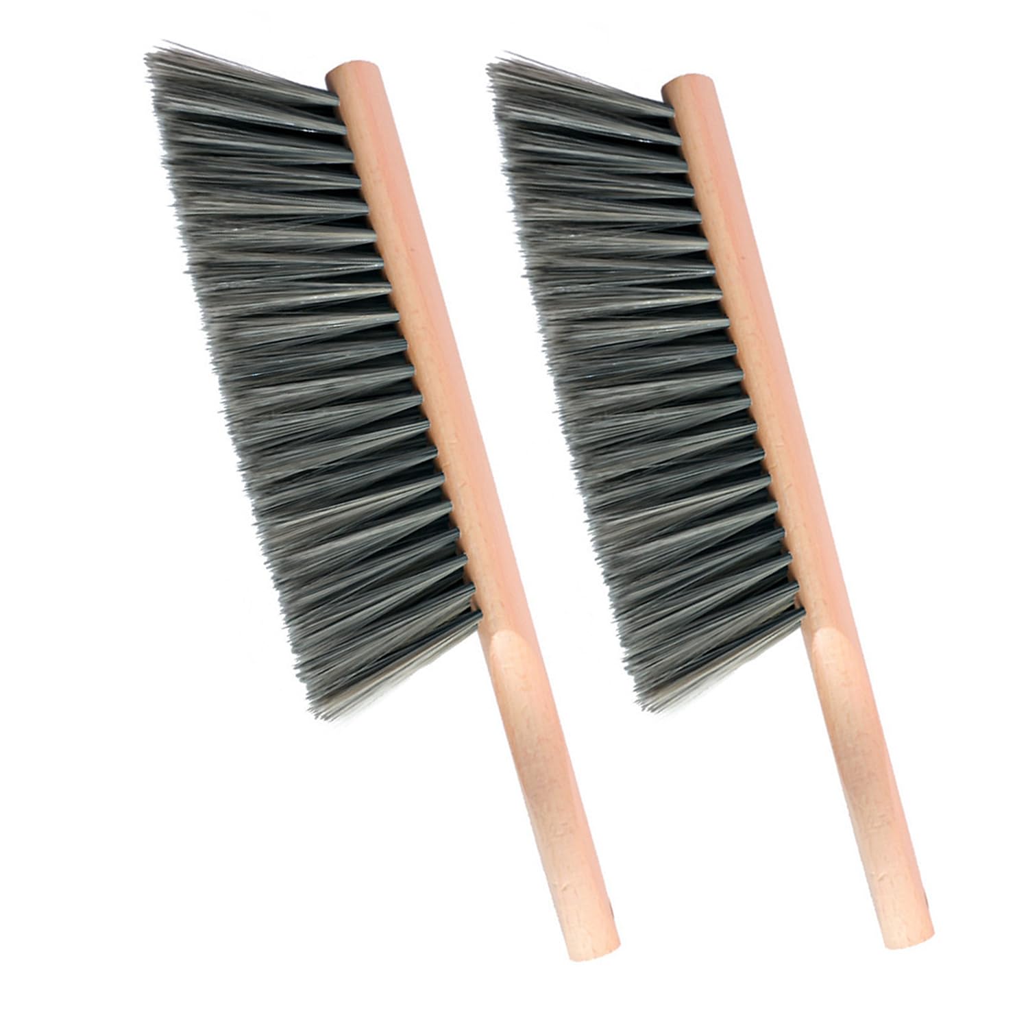 Soft Bench Brush Wooden Handle for Shop Counter Sofa 14" (2pcs Gray)