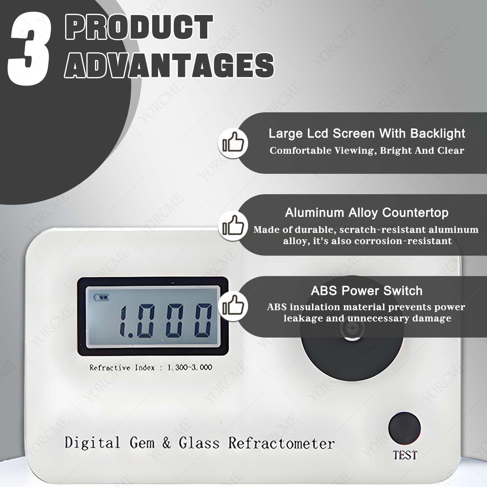 Edelsteinprüfgerät Precise Measurement Brechungsindexbestimmung: 1,300–3,000 Mit Pinzette, 2 Kalibrierblöcken und Aluminiumkoffer Zur Identifizierung von Schmuck