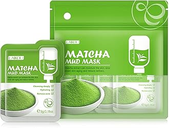 BEUKING Matcha Green Tea Face Mask, 12 Pcs, Deep Cleansing & Moisturizing Clay Mud Mask for Acne, Blackheads, Pore Remove, Skin-Friendly