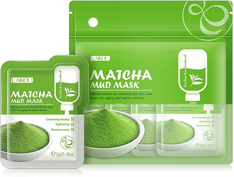 Máscara facial de argila com chá verde Matcha BEUKING, Pacote com 12 unidades