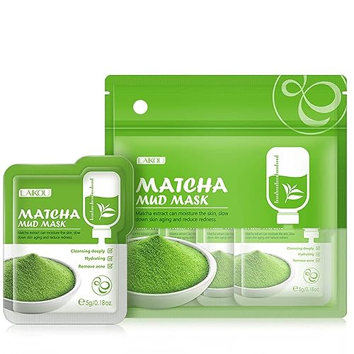 BEUKING Matcha - Mascarilla facial de té verde, 12 unidades, para el cuidado de la piel facial, máscara de barro de arcilla para limpieza profunda e
