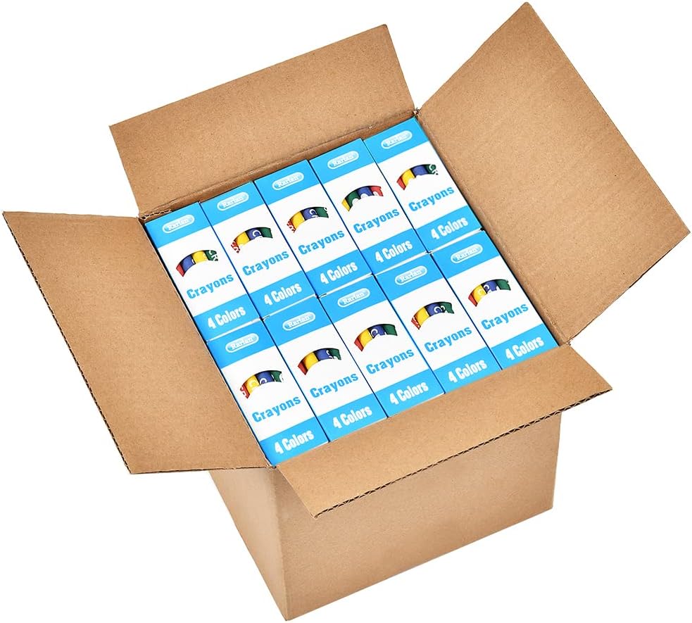 Rarlan Crayons Bulk, 4 Classic Colors, 200 Boxes, 800 Count Crayons
