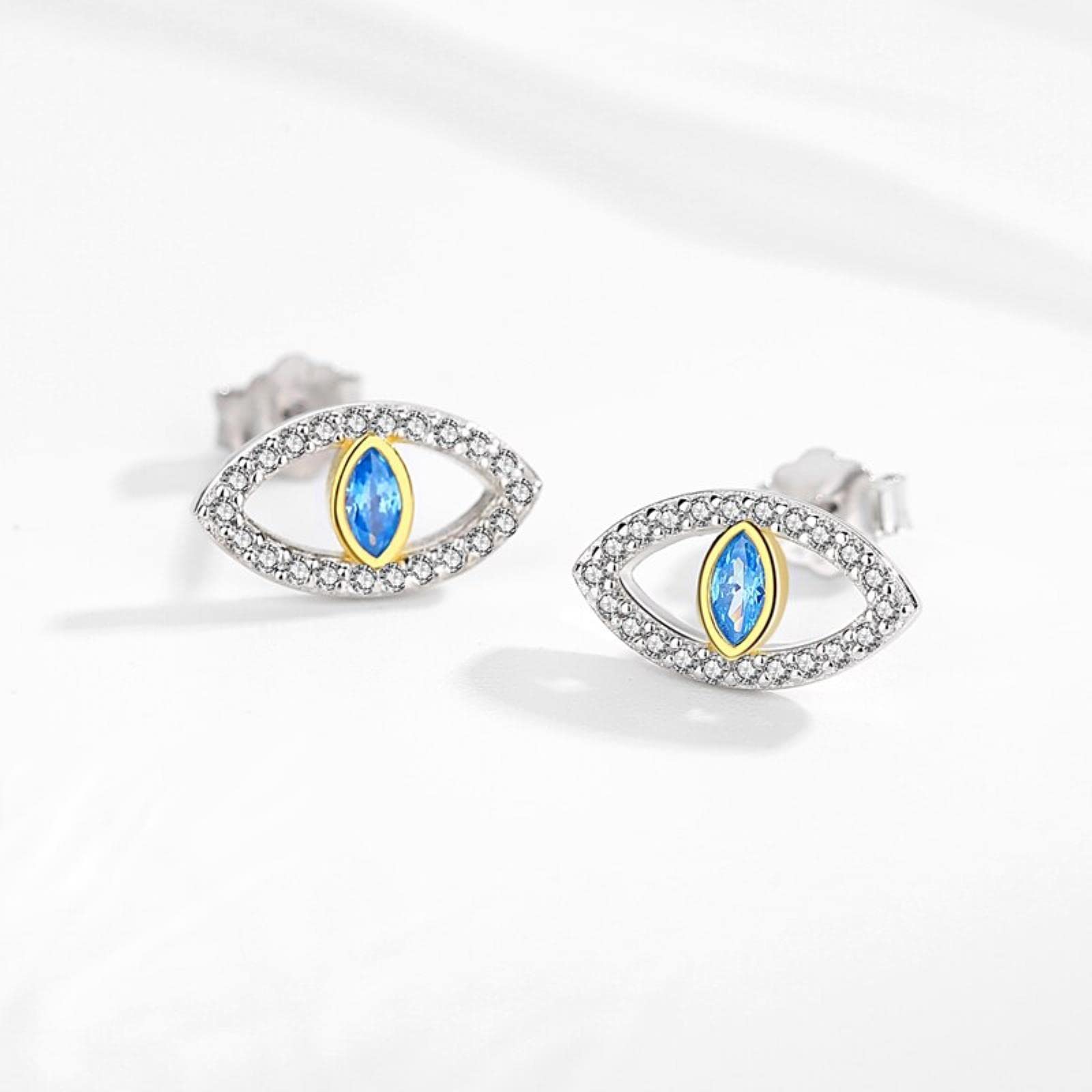 Pendientes vintage de plata ley 925 con forma ojo turco for mujer, estilo bohemio, círculo, pequeños