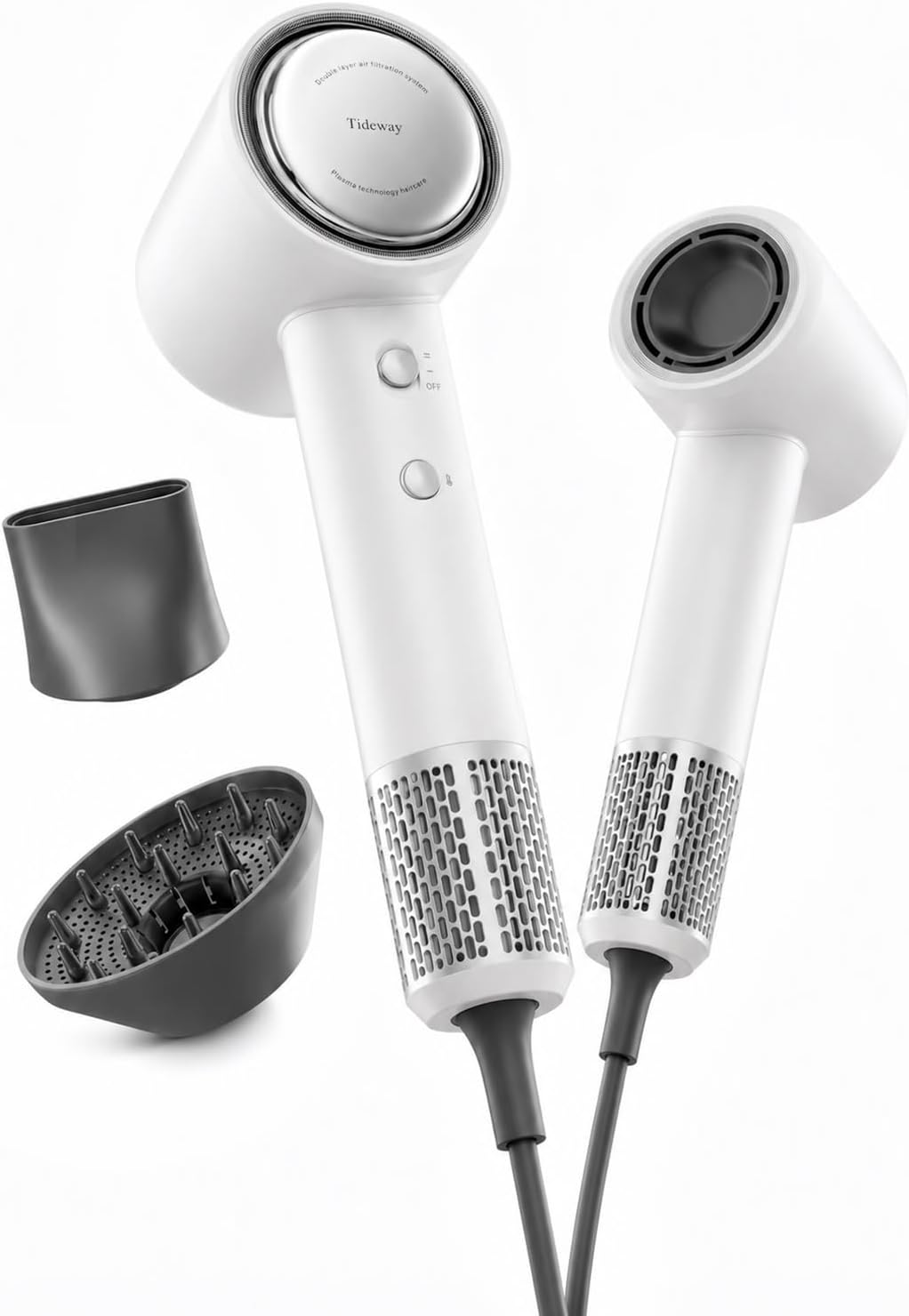 Tideway Hair Dryer Professional High-Speed Ionic Blow Dryer 110,000 RPM, Compact Hair Dryer with Magnetic Diffuser, Fast Drying with Brushless Motor Low Noise Smart Temperature Control-H11