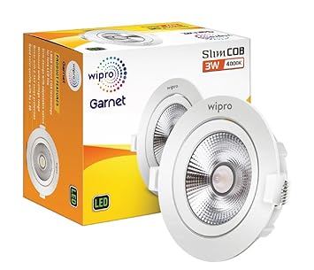Wipro Garnet 3 W Slim COB Downlight for False Ceiling | Neutral White (4000K) | Ceiling or Cabinet Light with Adjustable Optics | Pack of 1