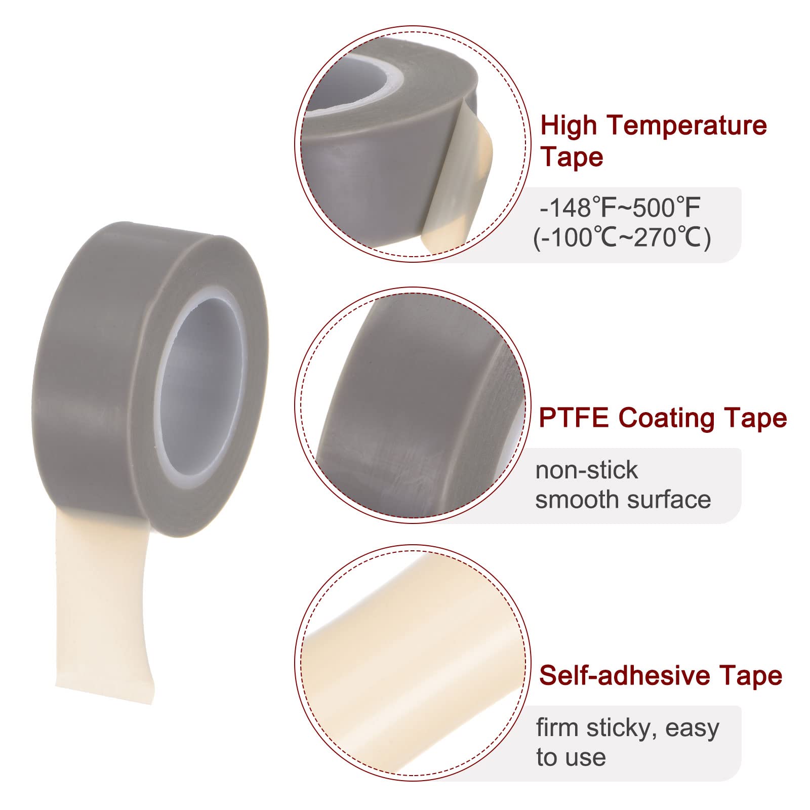 HARFINGTON Rollo de cinta de película PTFE, 0.8 pulgadas x 33 pies, cinta de alta temperatura, 0.13 mm de grosor con adhesivo de un solo lado para máquina selladora al vacío, selladores de impulso