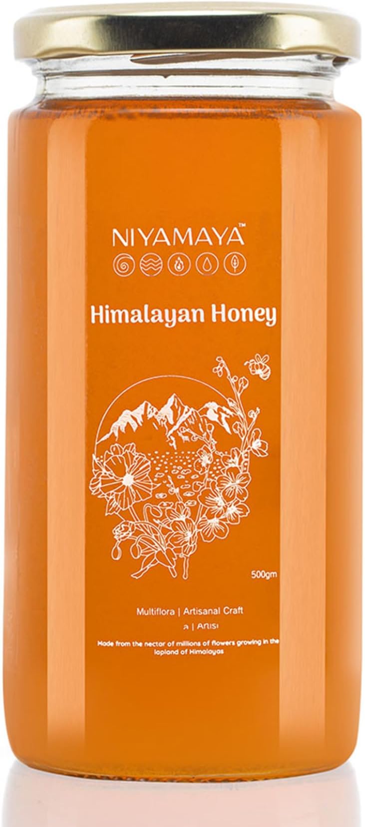 NIYAMAYA Himalayan Honey 500 gm | 100% Pure Natural Raw Honey Unpasteurized & Unprocessed No Added Sugar Multi Flora Himalayan Organic and Fresh