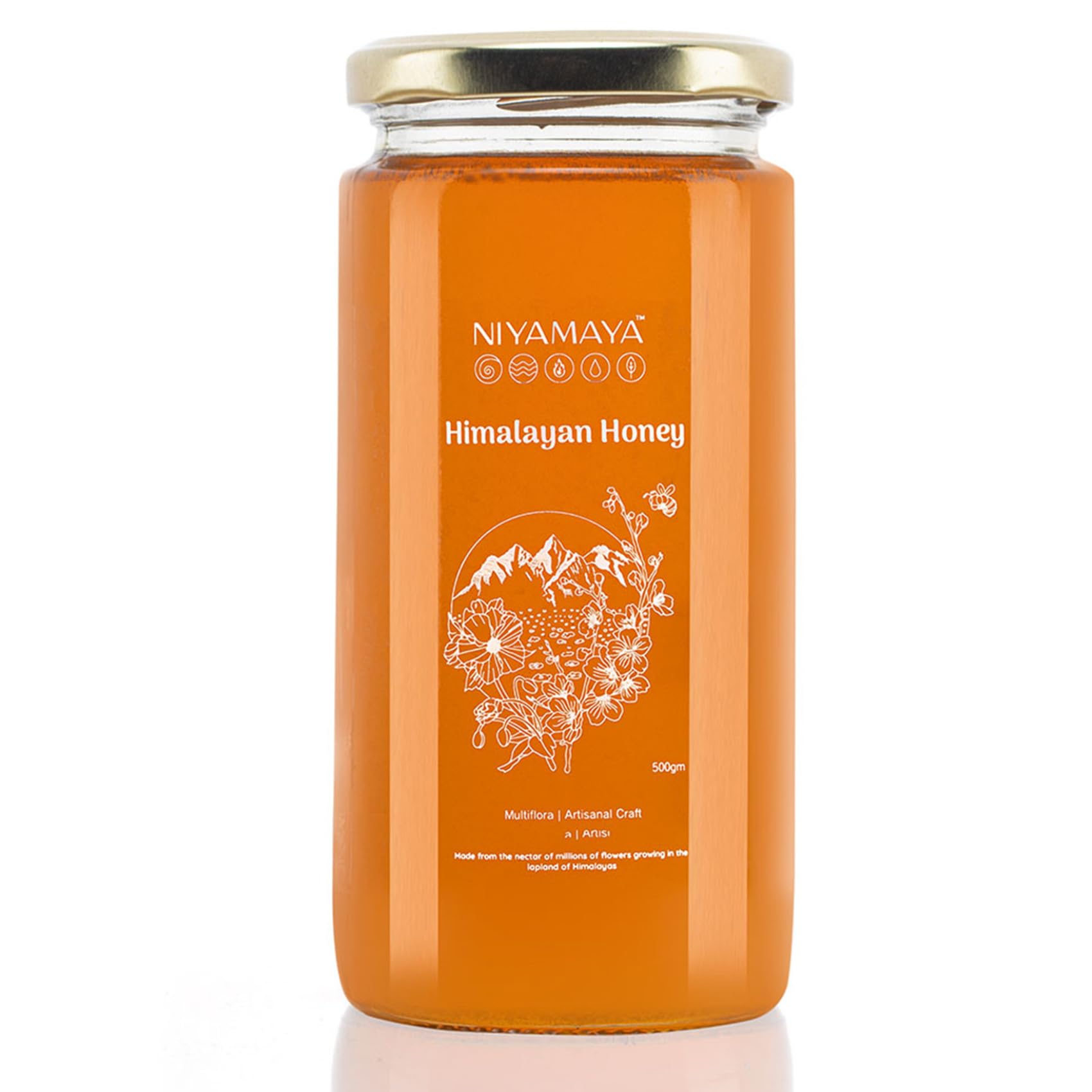 NIYAMAYA Himalayan Honey 500 gm | 100% Pure Natural Raw Honey Unpasteurized & Unprocessed No Added Sugar Multi Flora Himalayan Honey Organic Honey in Fresh