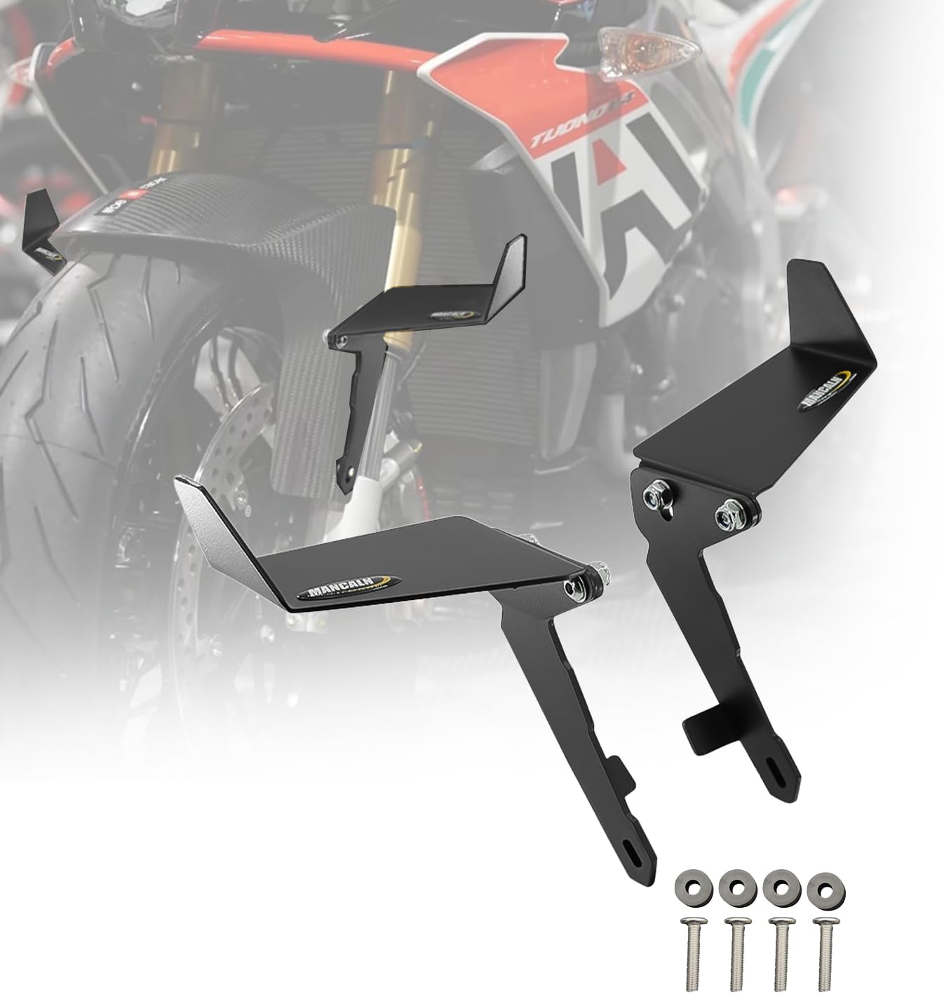 Motorcycle Adjustable Fairing for Aprilia RSV4, RSV1000 Tuono V4 (2009-2020) - Premium Aluminum Alloy Motorcycle Winglets for Aprilia (Black)
