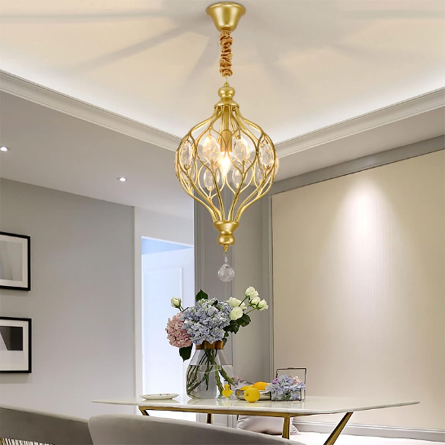 Lampe suspendue en cristal QYYZTQY, luminaire décoratif chic pour chambre et cuisine - 6