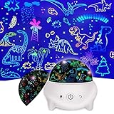 😴Modo de luz nocturna: cuando cubre la pantalla translúcida, es una linda luz nocturna para los niños, ayudándolos a dormir cálida y pacíficamente en la noche oscura. Hay dos modos de luz nocturna, luz nocturna con temática de dinosaurio o espacio y luz nocturna para guardería con 9 colores cambiantes, 4 niveles de brillo ajustables y 3 velocidades de rotación de 360 ​​grados.
