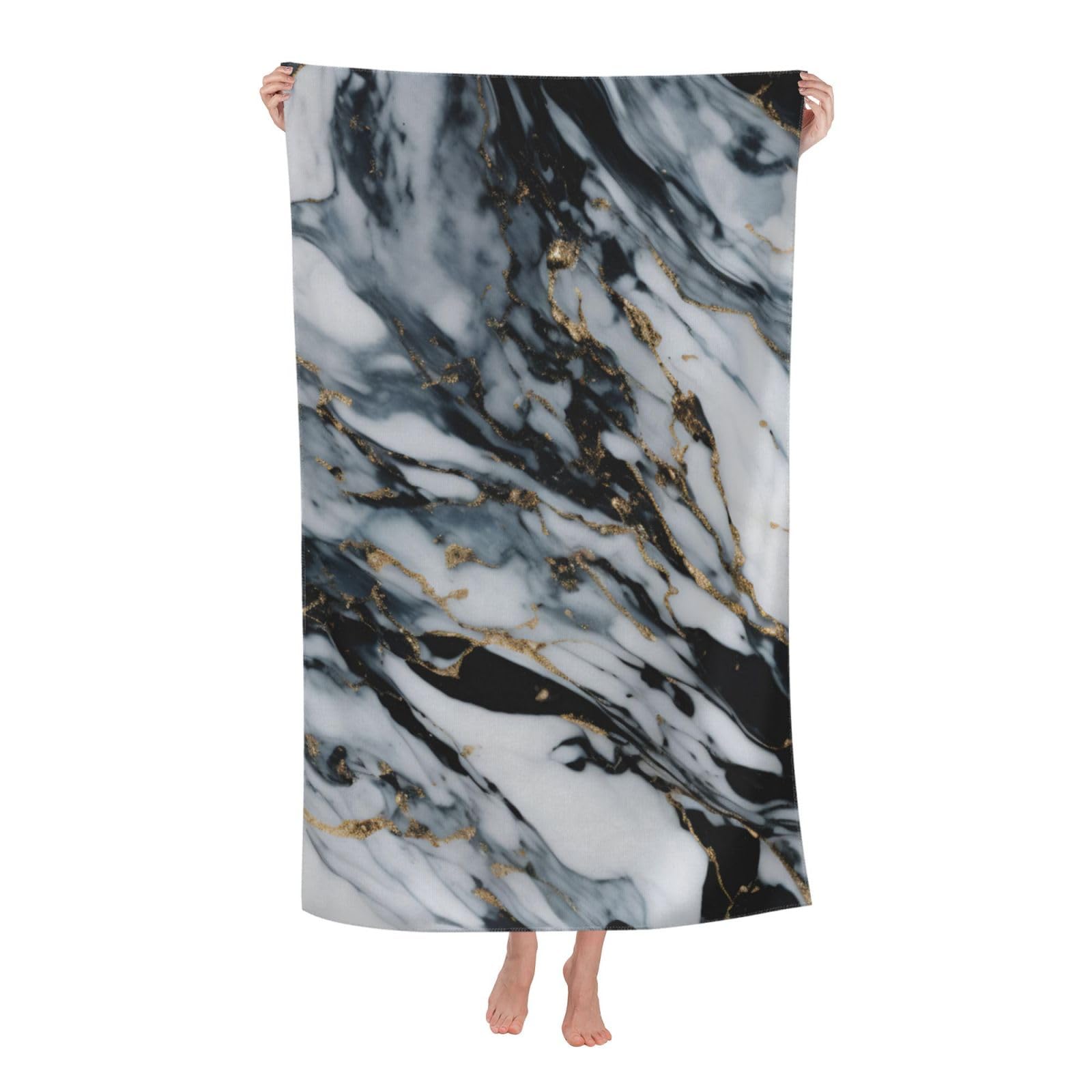 Anceky Oversized Marble Print Beach Towel Soft Quick Dry for Beach Pool Shower Travel Sports