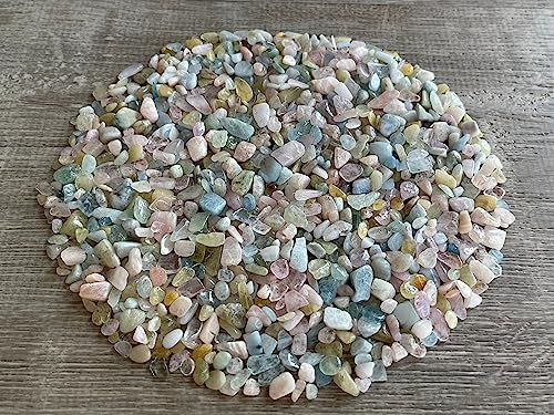 Image of GAF TREASURES 2 oz Lot Natural Semi Tumbled Morganite Gemstone Chips, Morganite Crushed Mini Crystals, Undrilled Crystal Chips (Morganite)