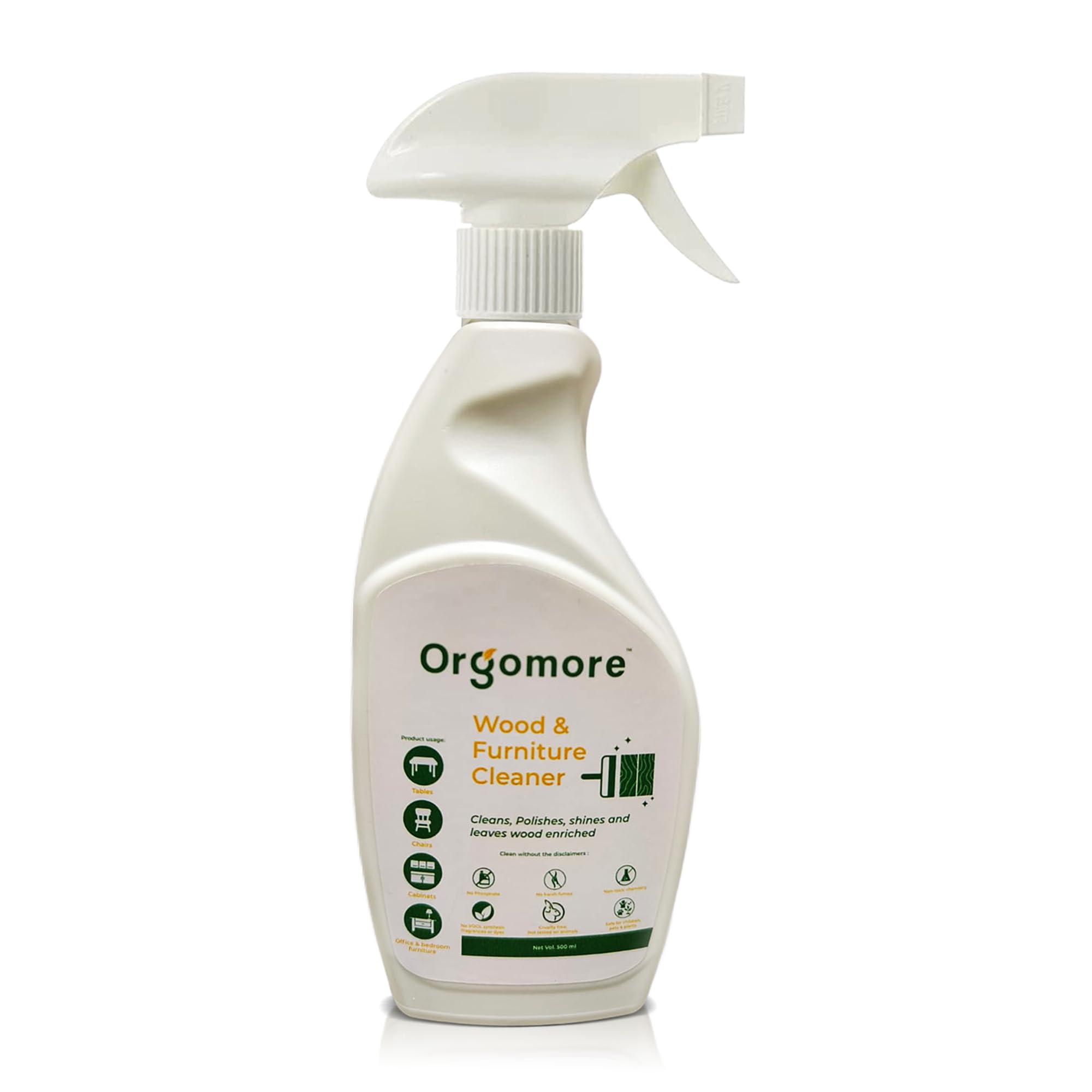 Orgomore Plant based Wood Cleaner (500 ml) | 3-in-1 Clean, Shine, Protect Wooden Surfaces| Biodegradable Formula that Cleans Furniture, Tables | Non-Toxic & Eco-Friendly (B0CZXXMWBZ) Amazon Price History, Amazon Price Tracker
