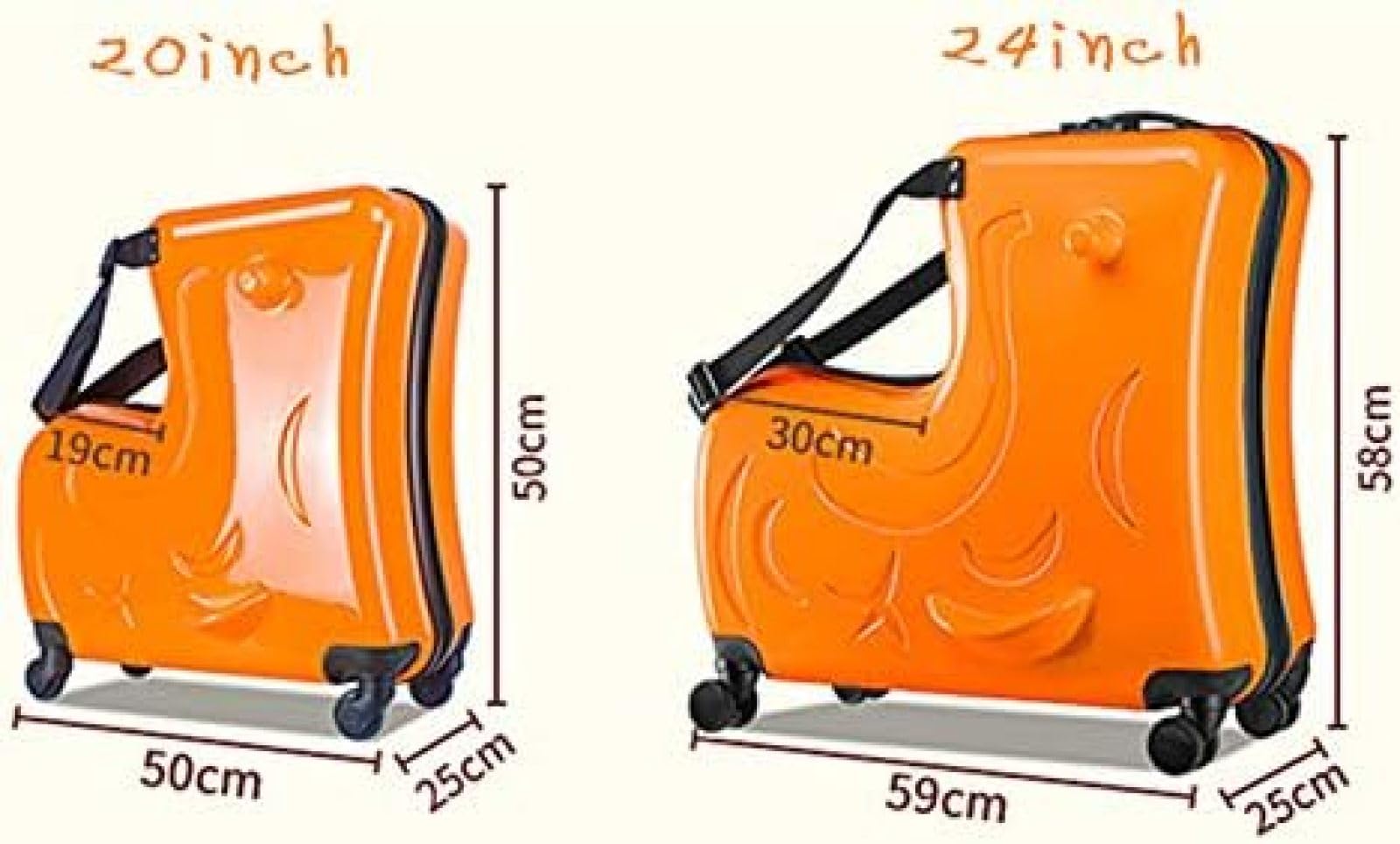 Kinderen Zitten Rit Koffer Op Wielen Kids 20/24 Inch Slide Rollende Bagage Reizen Houten Paard Trolley Koffer Baby Reizen Valies,D,20 Inch,Concord12