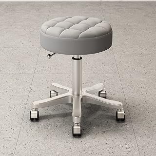Swivel Rolling Stool Stools,Saddle Stool Massage Rolling Work Chair for Beauty Salon Spa,Adjustable Hydraulic Stool On Wheels/Light Brown (Light Gray)