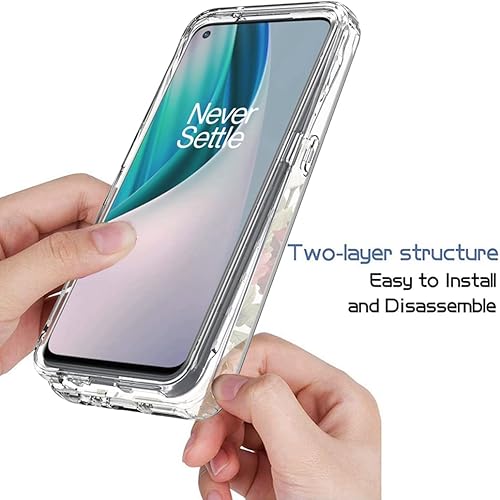 Miniatura 4 de OnePlus Nord N10 5G, OnePlus N10 5G BE2029 Funda con protector de pantalla de vidrio templado, funda protectora de cuerpo completo con patrón floral