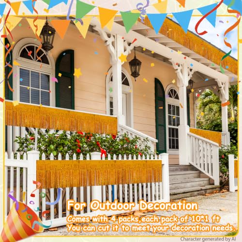 Image of 4 Pack 39 Ft Glitter Orange Parade Float Decorations for Trailer Car, Autumn Foil Fringe Tinsel Streamers Banner Garland for Halloween Thanksgiving Homecoming Party Decoration (Glitter-Orange)