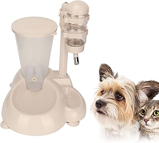 Pssopp Multifunctional Automatic Feeders Dispenser, Automatic Liftable Dog Water Bottle Cat Dog Drinking Water Fountain for Dogs Cats