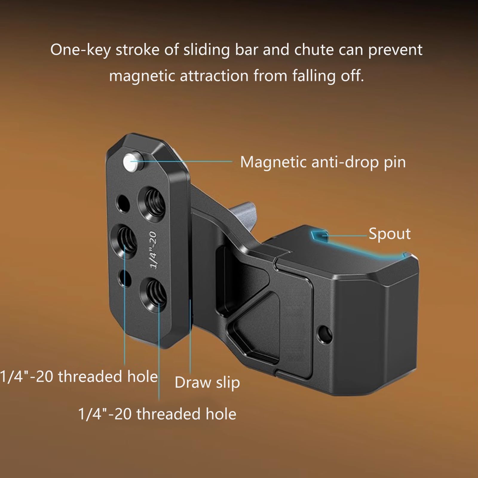 Adattatore per impugnatura per fotocamera in alluminio resistente, adattatore di estensione per impugnatura laterale per fotografia professionale, impugnatura comoda, antiscivolo