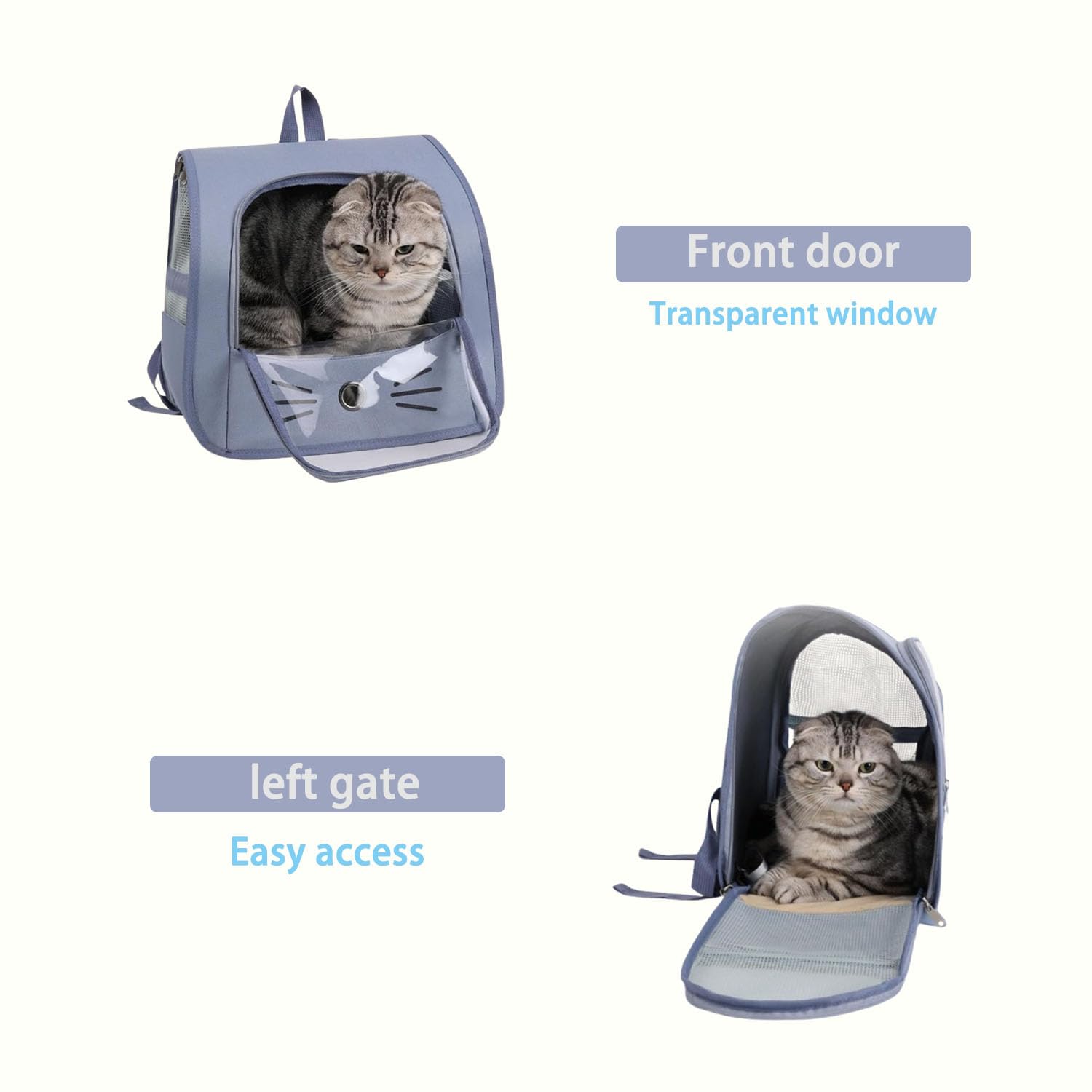 Zaino Gatto Trasporto, Borsa Da Ventilata Per Zaino, Zainetto Trasportino Gatto Pieghevole, Trasportino Ventilato Per Gatti, Con Finestra Trasparente, Per Animali Domestici Di Peso Inferiore a 6,5 Kg