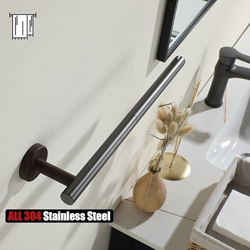 Miniatura 7 de JQK Toallero de mano para toalla de baño, de acero inoxidable 304 de 12 pulgadas, color negro, gris nogal, grueso de 0.031in, barra de toalla para