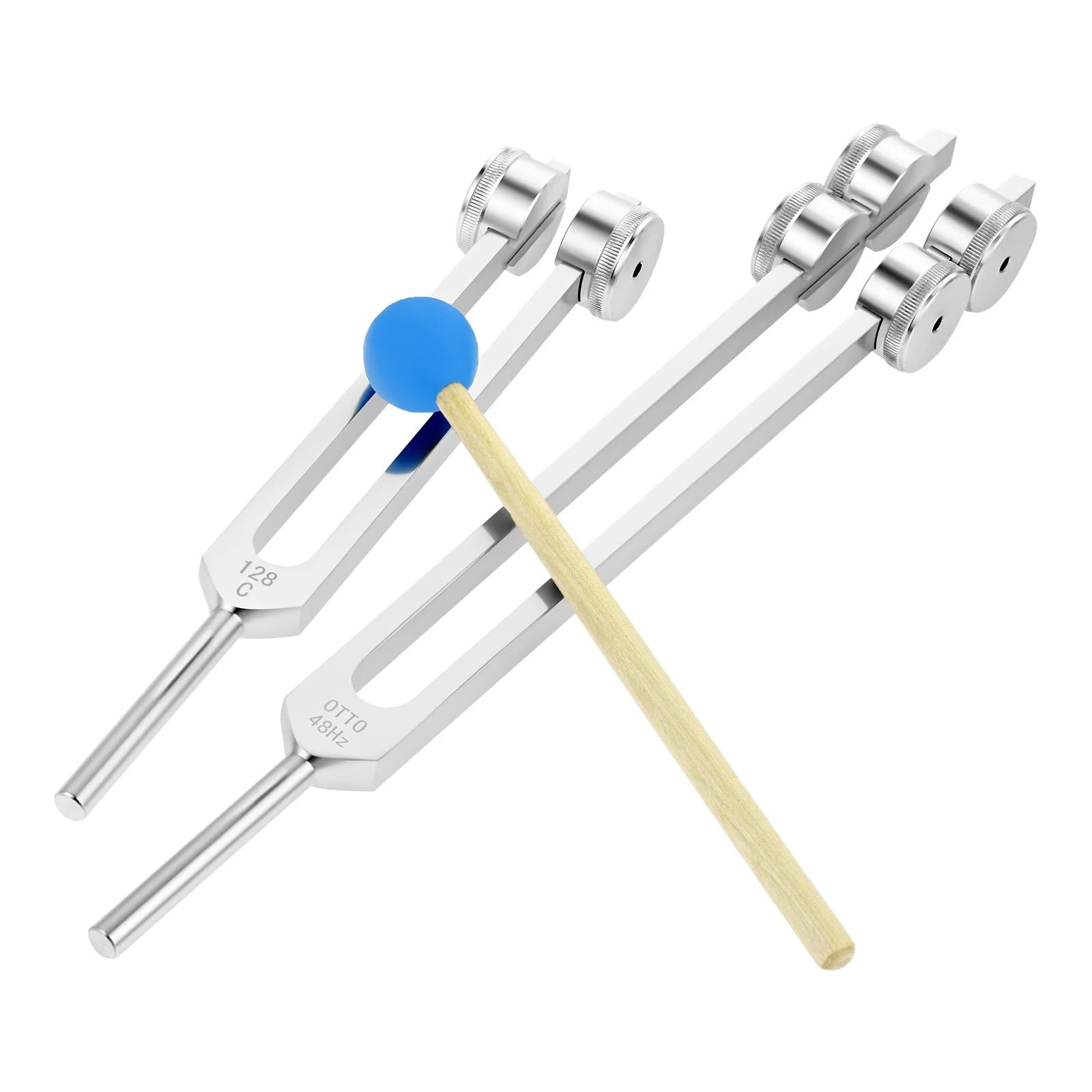 Otto 48hz 128c Afinador ponderado Diapasón de aleación aluminio para prácticas médicas Bolsa almacenamiento Instrumento musical