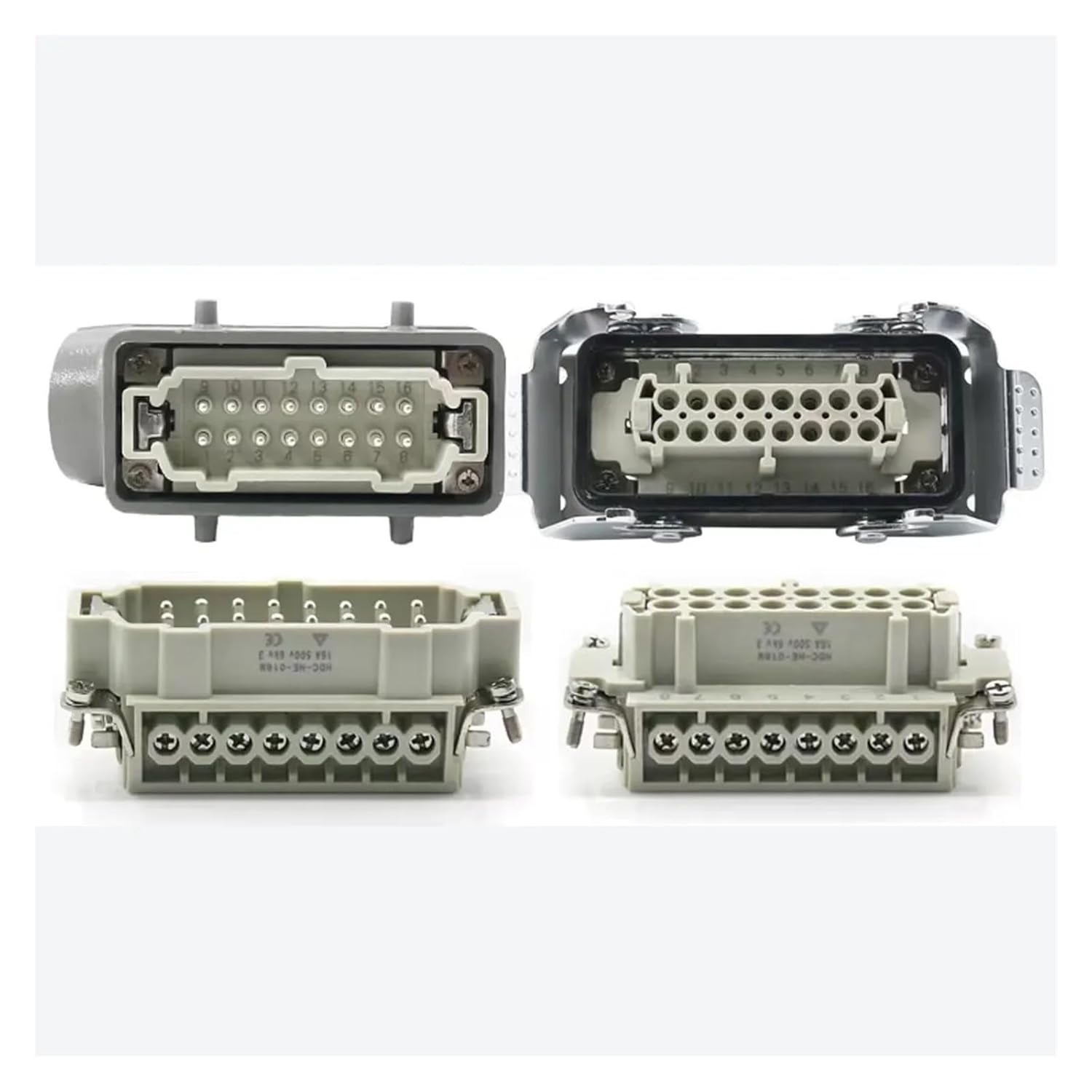 Rectangular Heavy-Duty Connector HDC-HE4 6 10 16 20 24 32 48-core pin 16A Waterproof Aviation Plug Head Side line Connector(20 Core Lateral Line)
