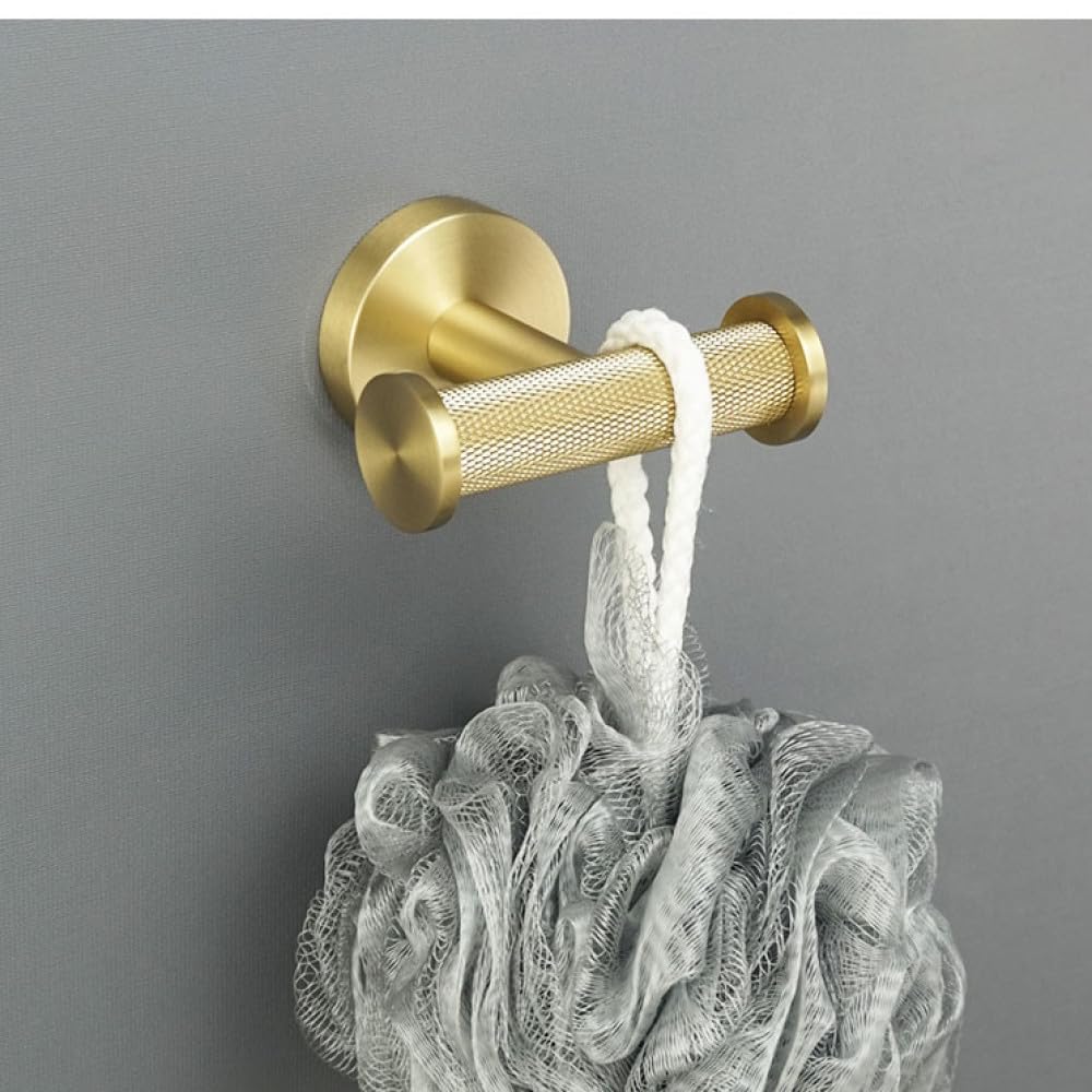 inless - Juego de toallero de acero y soporte para papel higiénico, accesorios de baño modernos con gancho doble para bata y gancho para toallas, accesorios que ahorran espacio para baños nized