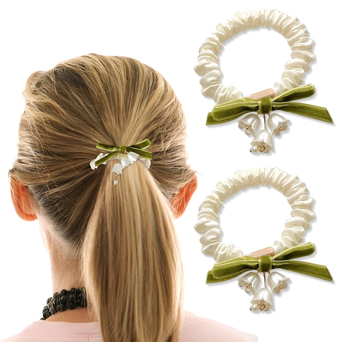 2 szt. Scrunchies do włosów, gumka do włosów z prawdziwego jedwabiu, miękkie elastyczne opaski do włosów opaski do włosów opaski do włosów dla kobiet/dziewcząt akcesoria