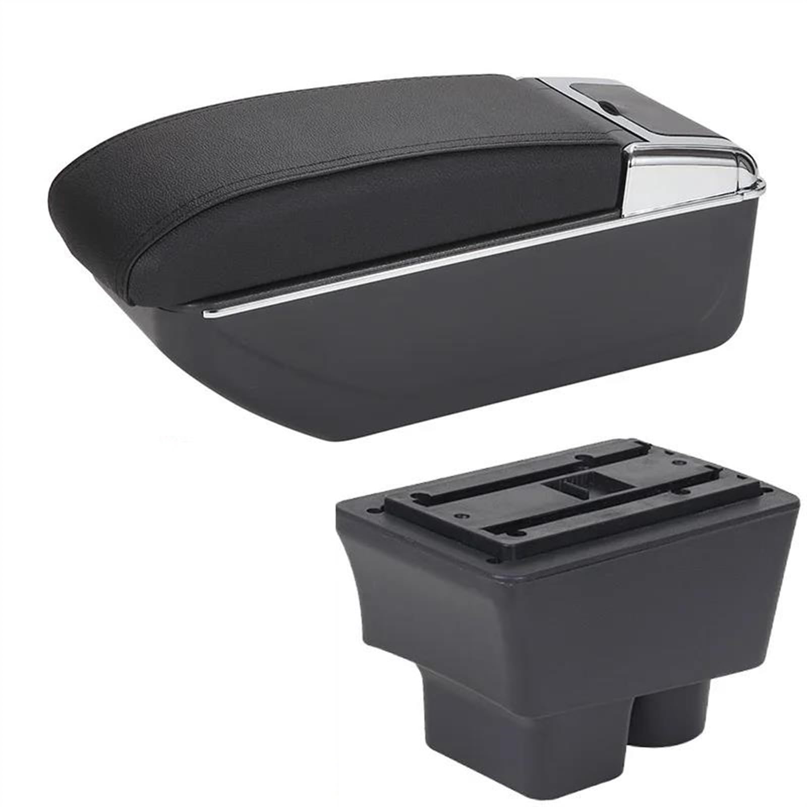 NOHEEU Car Interior Accessories Center Console Storage Box Multifunctional Armrest For Fabia II 2 2008-2014(D2 Black line No USB)