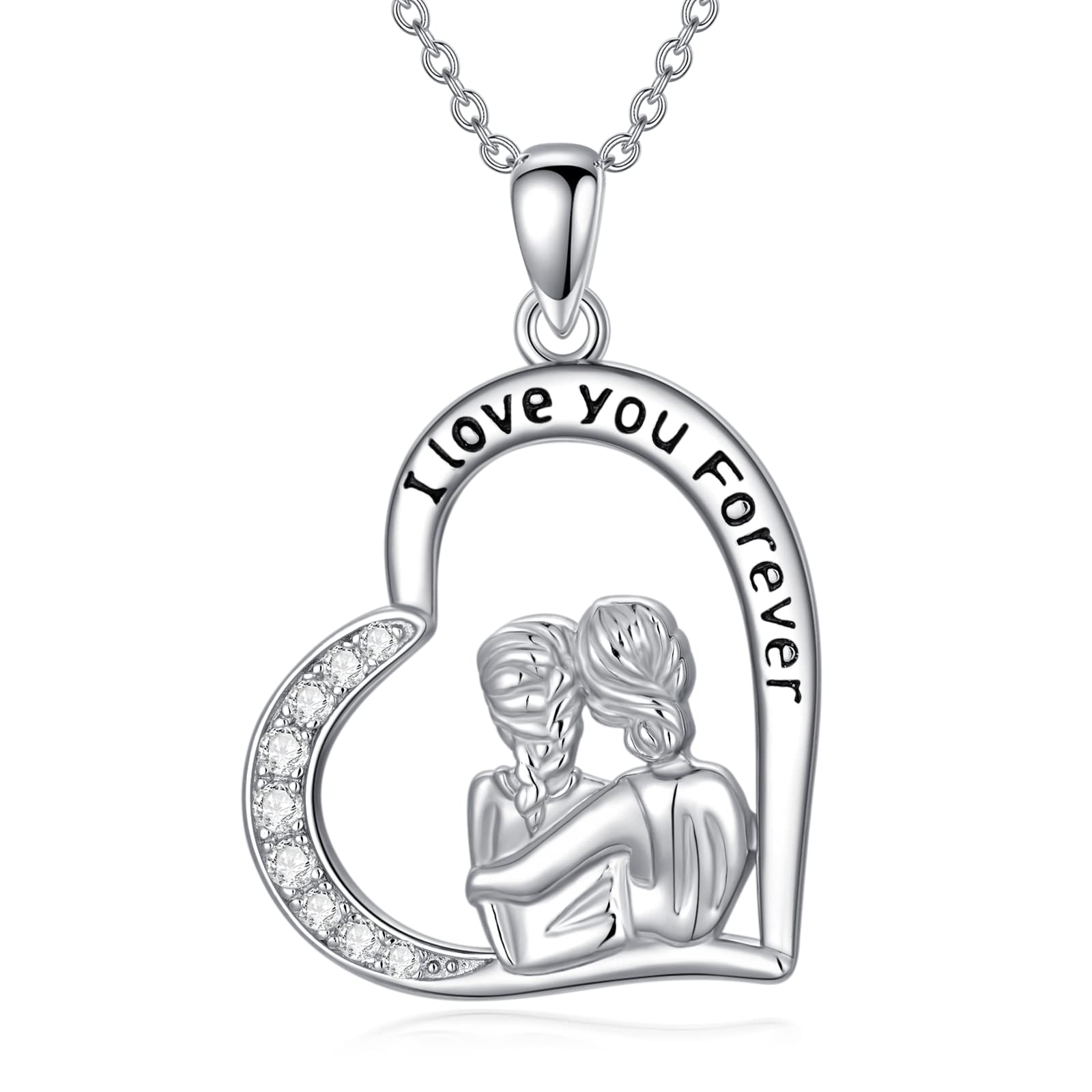 PELOVNY Mother's Day Gifts Mother Father Daughter Brother Necklace 925 Sterling Silver Mothers Day Birthday Graduation Gifts Necklace Family Jewelry