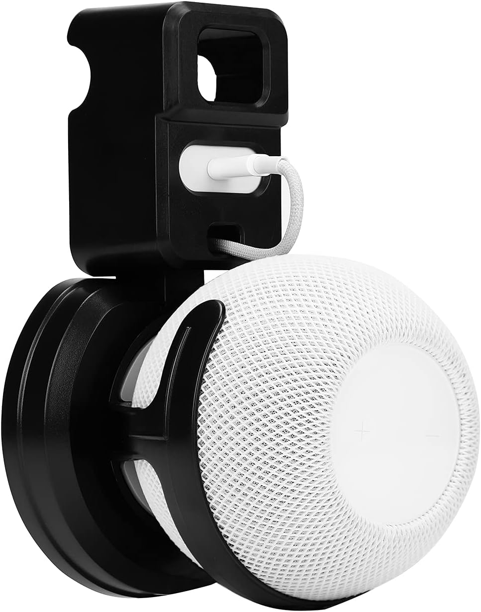 for Homepod Mini Wall Mount Seating- Type 2 Types in one Holder - Built-in Cable Management for New Stand, Space-Saving for Smart Home Speaker Bracket(Black)