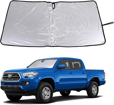 Front Windshield Sunshade for Toyota Tacoma 2006-2026 Accessories Windshield Sun Shade Sun Visor UV Blocker Privacy Protector Custom Sunscreen Heatshield Resilient & Expeditious White
