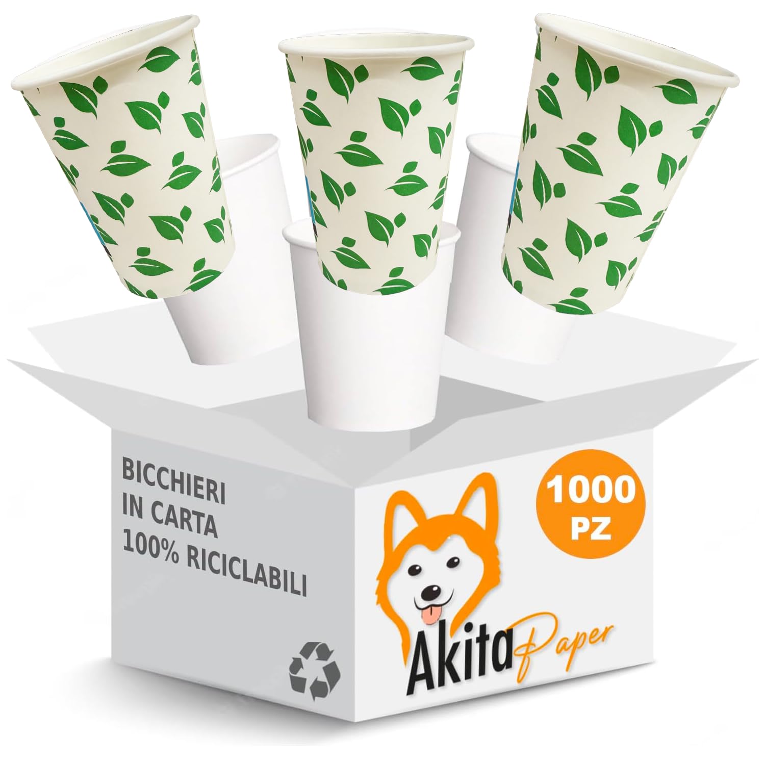 AKITAInk 1000 pz Bicchieri Monouso in Carta bianchi da 200 ml Bicchiere compostabile biodegradabile di carta per Te', Caffè, Bevande calde, Acqua anche Asporto e Feste (BIANCO, 1000)