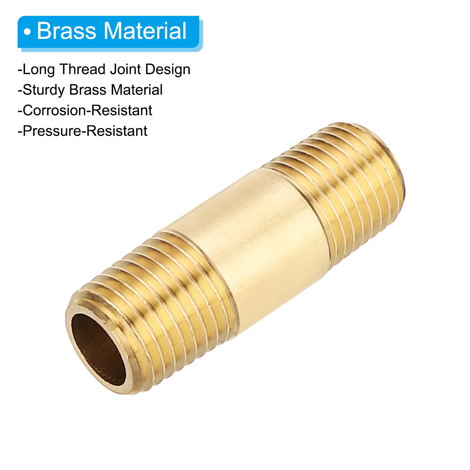 PATIKIL 25Pcs 1/4" x 1/4" NPT Mâle Raccord De Tuyau En Laiton Long Nipple