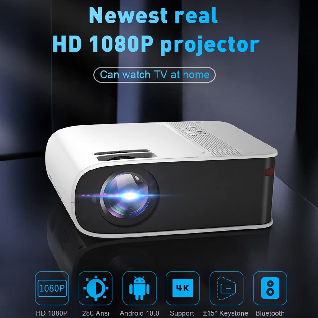 Mini Proiettore W32 Full HD 1080P Android 10 Supporto Decodifica 4K Videoproiettore LED Beamer Home Theater per Telefono Cinema,Mirror Version