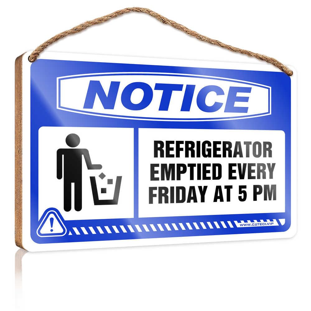 Hanging Decor Sign Notice Refrigerator Emptied Every Friday At 5 Pm Wooden Sign Bathroom Wood Sign Welcome Sign For Front Door(15X28CM)
