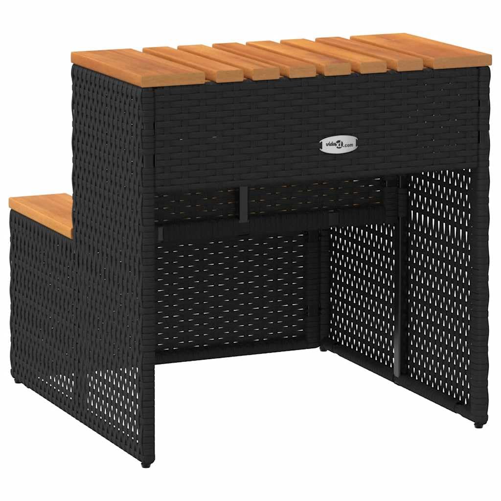 Gecheer Bordo per Vasca Idromassaggio Nero Polyrattan&Massello Acacia,Bordo,per Vasca,da Spa,Bordo per Vasca Idromassaggio da Giardino per Esterno,Bordo Spa,Bordo Piscina Mobili da Giardino,P4103940